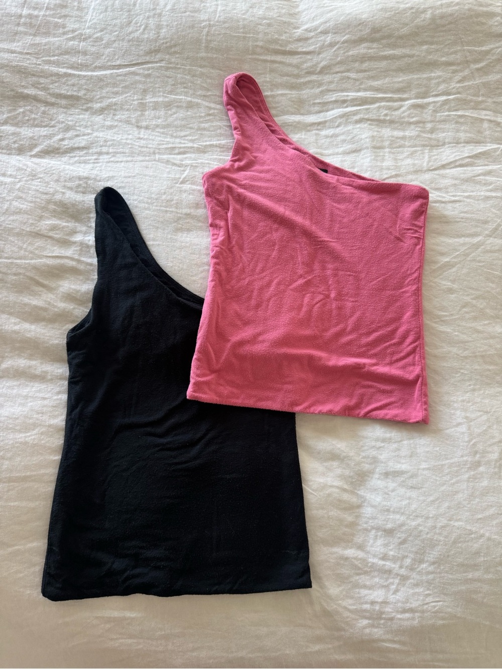 J. Crew One-Shoulder Tank Tops - Pink & Black